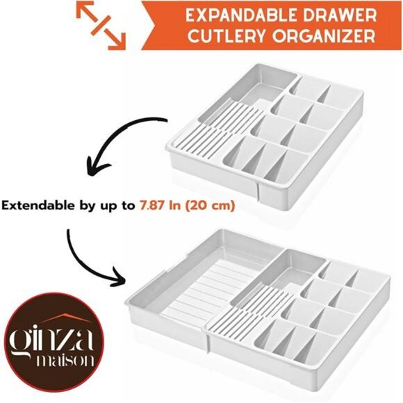 Expandable Silverware Drawer Organizer Large Utensil Cutlery Flatware Tray Holde - Picture 3 of 7